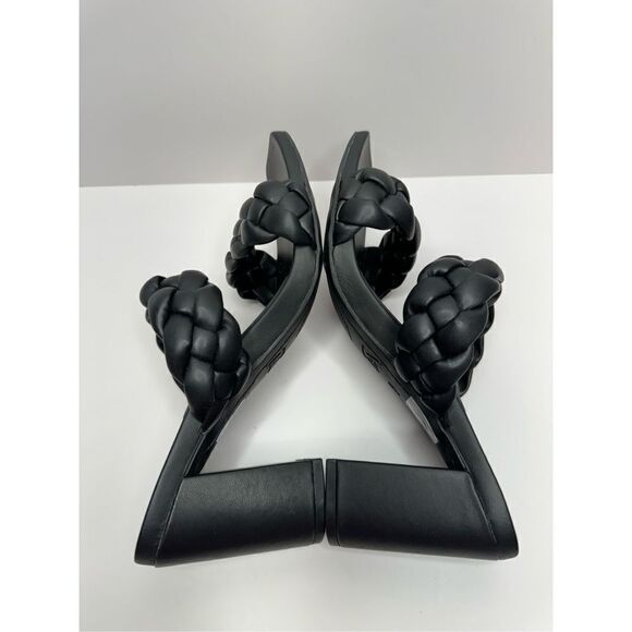 MIA Sandals Size 6.5 Double Strap Braided Black Slip On High Heels - Picture 5 of 8